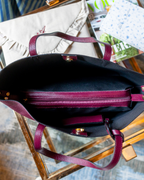 Shopping Bag Leather Burgundy – Personalized Leather Tote