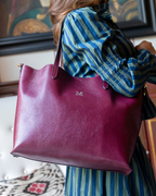 Shopping Bag Leather Burgundy – Personalized Leather Tote