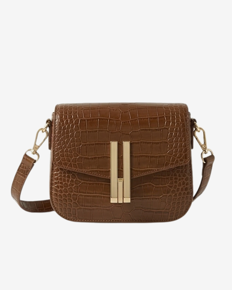 Bolso Sofía piel de becerro camel efecto coco mujer diseño elegante