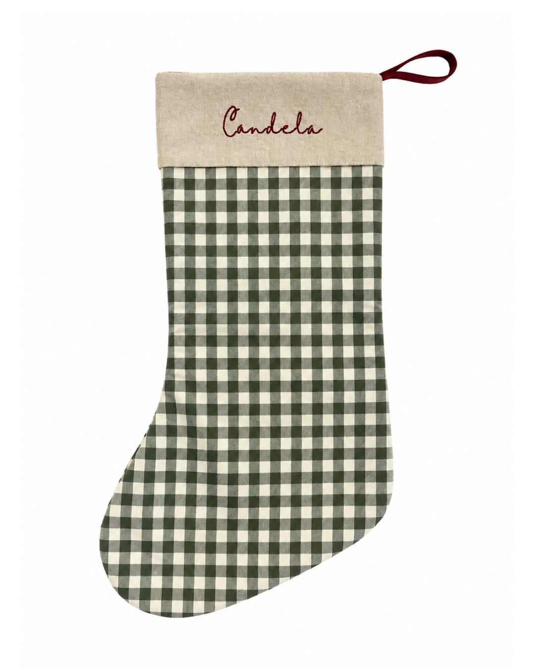 Green vichy Christmas sock CANDELA