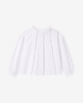 Bianca Shirt – White Pique Ruffle Trim
