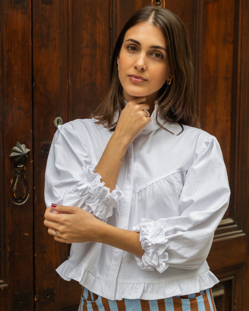 camisa lisboa tejido oxford blanco mujer