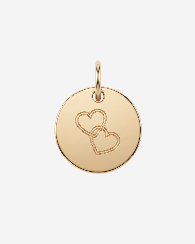 Charm plaquita dos corazones enlazados