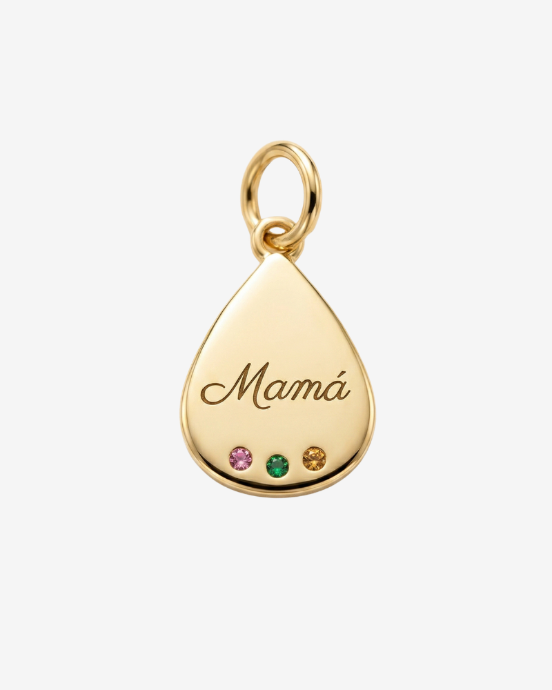 Charm gota personalizable tres circonitas