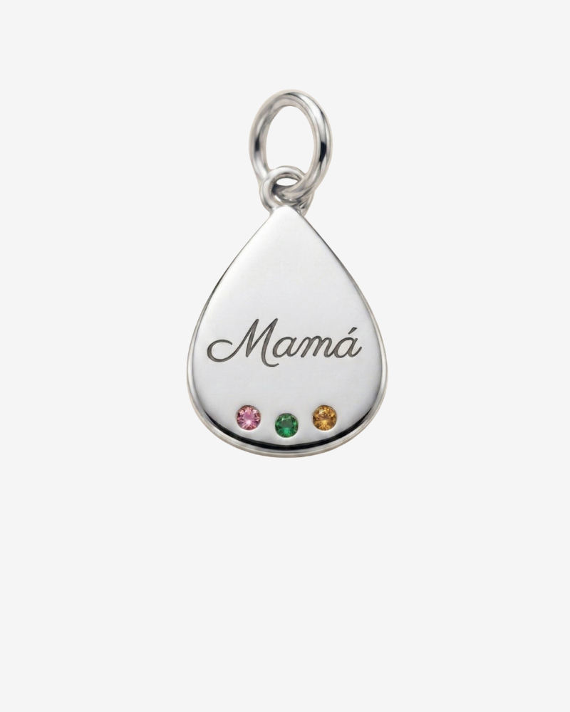 Charm gota personalizable tres circonitas Silver