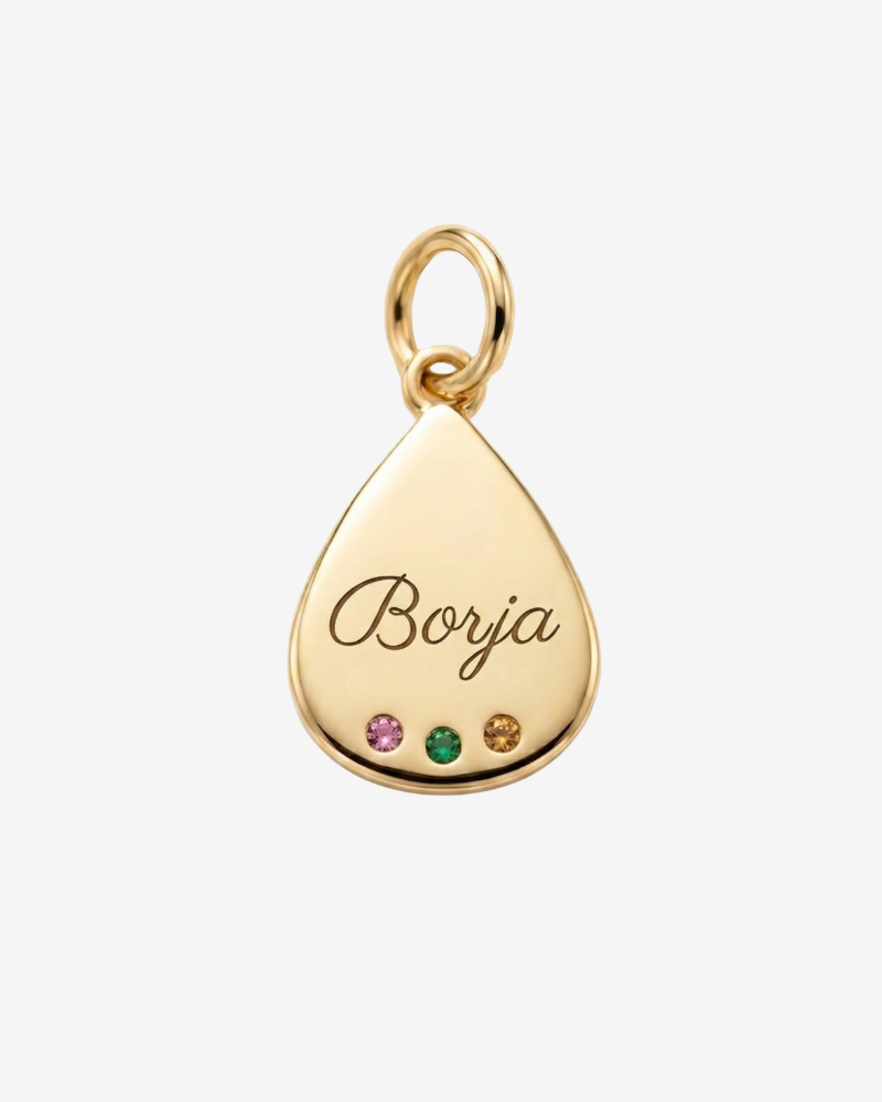 Charm gota personalizable tres circonitas