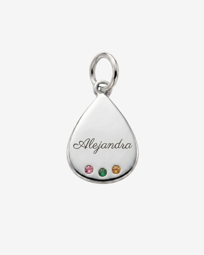 Charm gota personalizable tres circonitas Silver