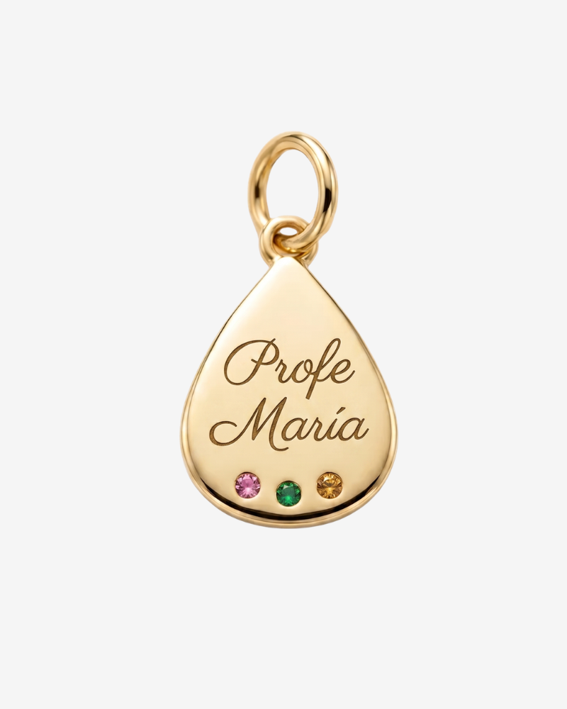 Charm gota personalizable tres circonitas