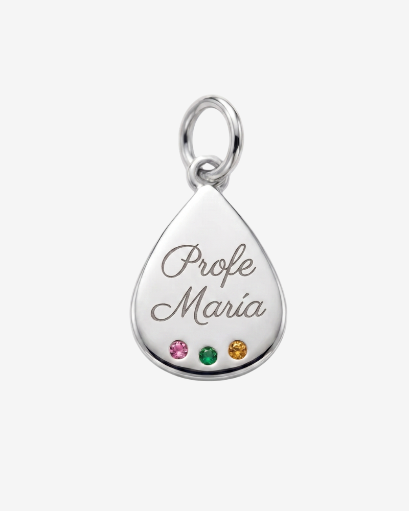 Charm gota personalizable tres circonitas Silver