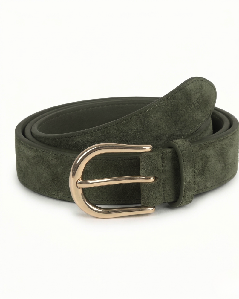 Khaki suede belt
