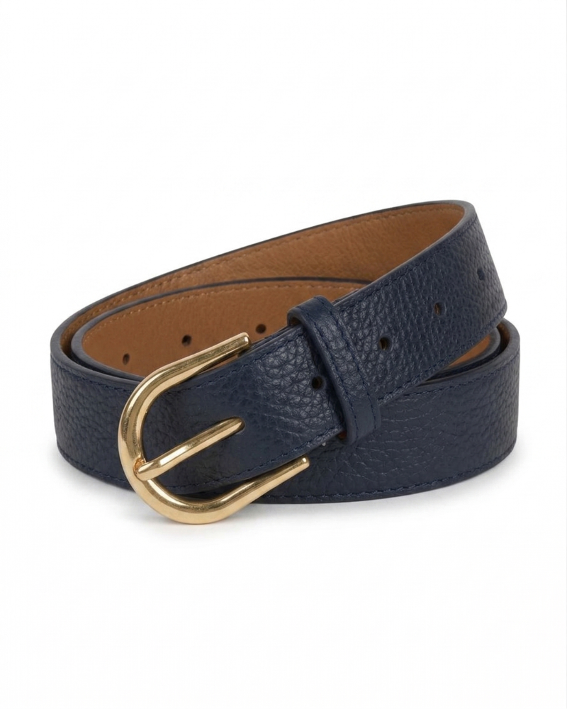 Navy blue leather belt