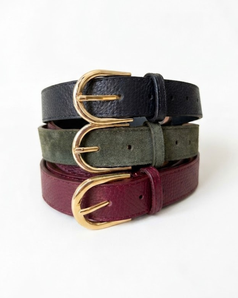 Navy blue leather belt