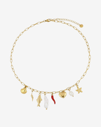 Multi-charm Link Necklace Sea Steel