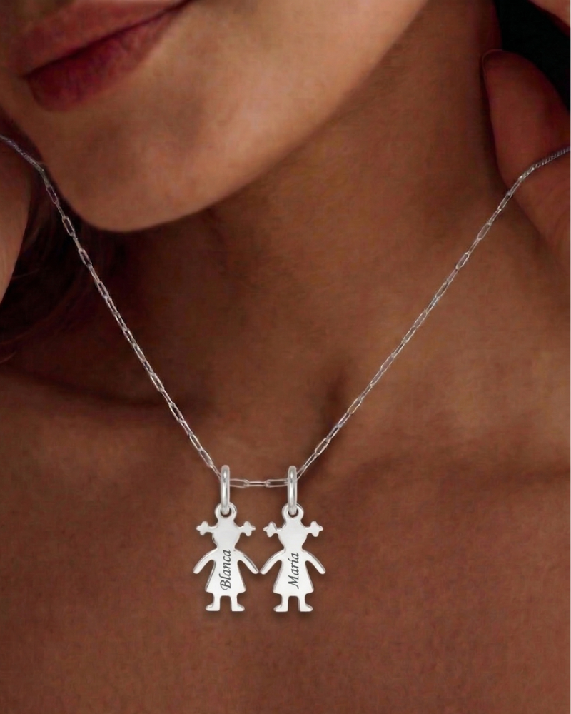 Collar con charms niña y niña Silver