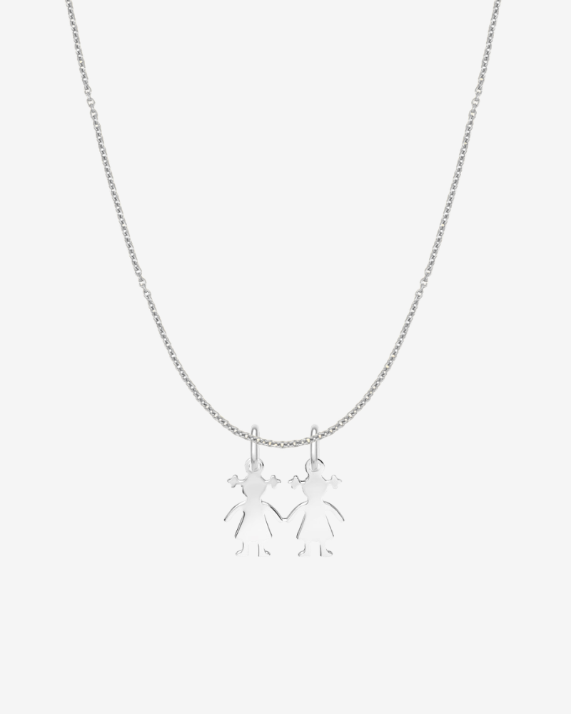 Necklace with girl and girl charms Silver