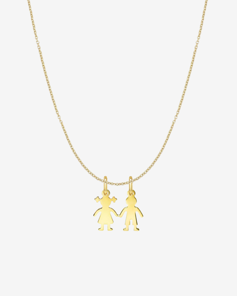 Necklace with boy and girl charms