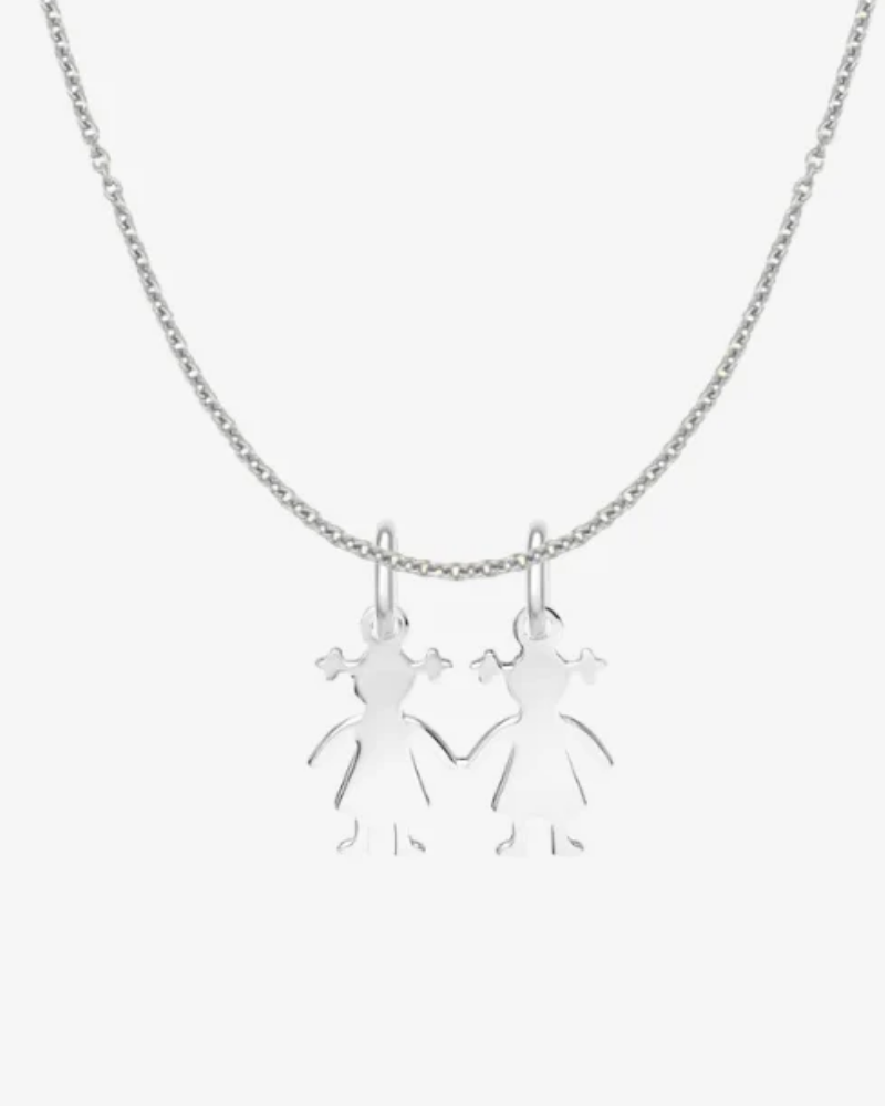 Collar con charms niña y niña Silver