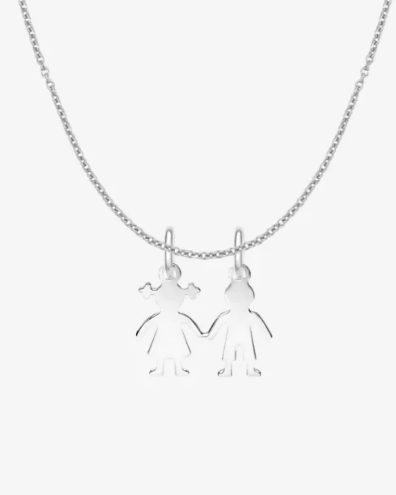 Necklace with boy and girl charms
