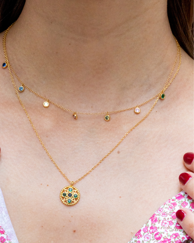 collar plata de ley bañadan en Oro de 18kt elegante mujer accesorio look sofisticado