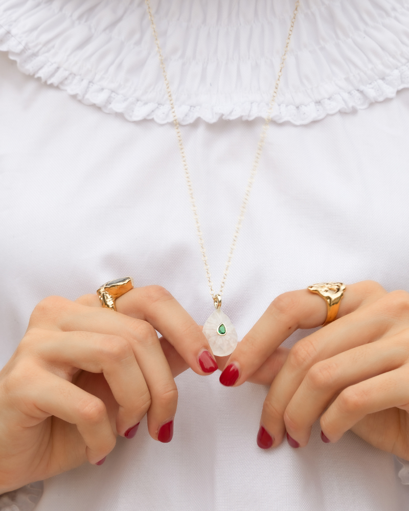 Big Drop White Quartz Necklace