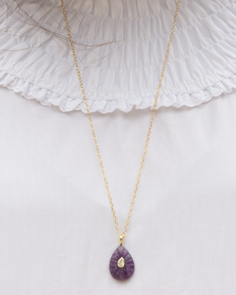 Big Drop Amethyst stone Necklace