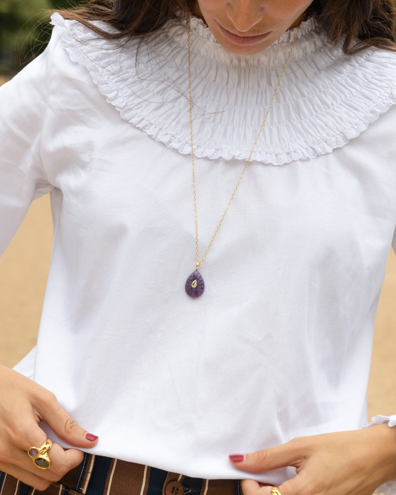 Big Drop Amethyst stone Necklace