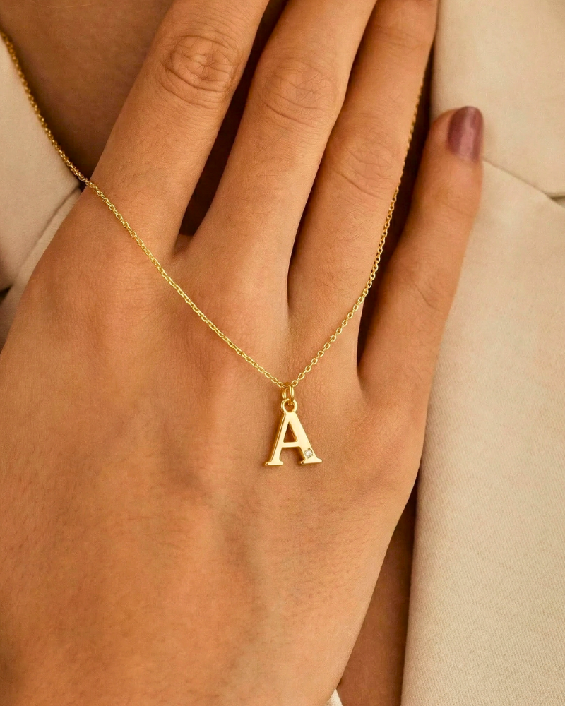 Initial necklace with cubic zirconia