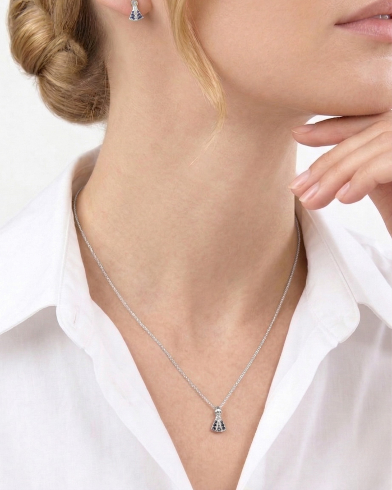 collar virgen del pilar plata 925 circonita azul mujer