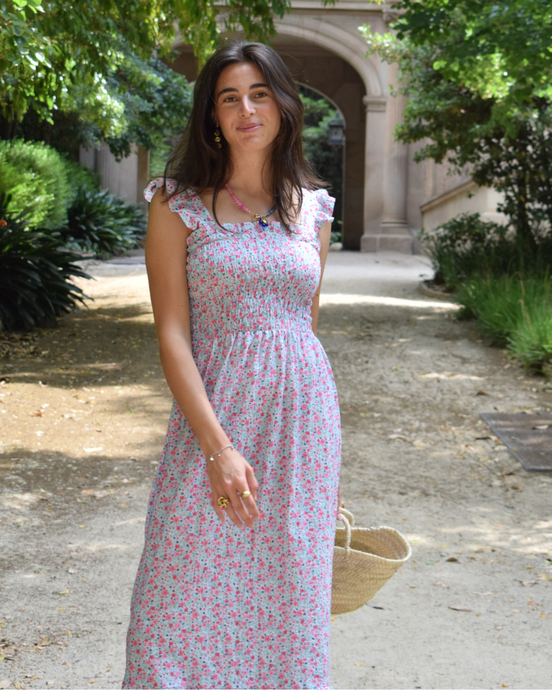 Vestido Rocio Flowers verde agua