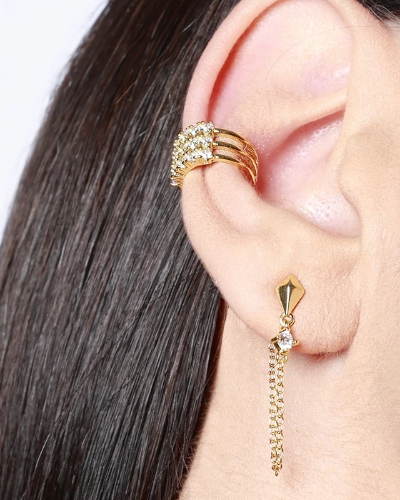 Earcuff tres barras circonitas