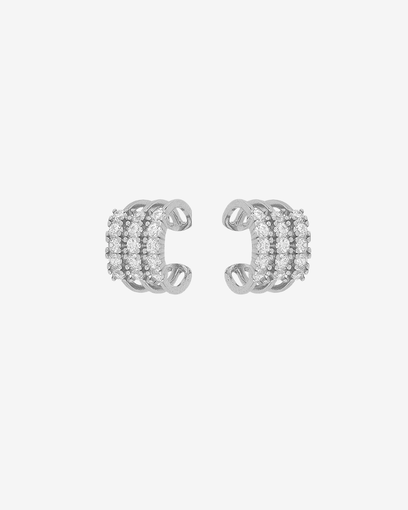 Earcuff tres barras circonitas Silver