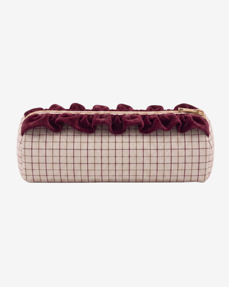 Personalized Lucca Pouch – Burgundy Windowpane Check