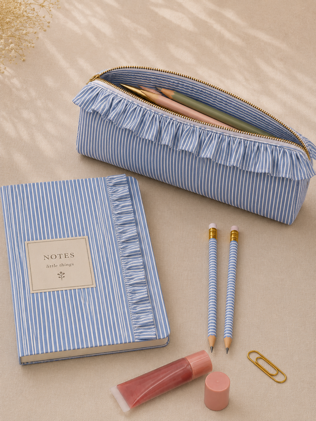 Personalized Florencia Pouch – Blue & White Stripes