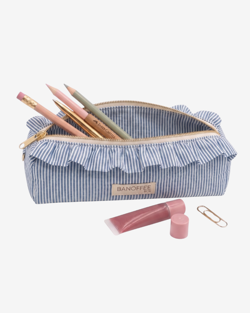 Personalized Florencia Pouch – Blue & White Stripes