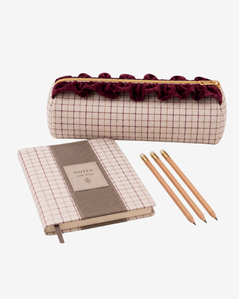 Personalized Lucca Pouch – Burgundy Windowpane Check