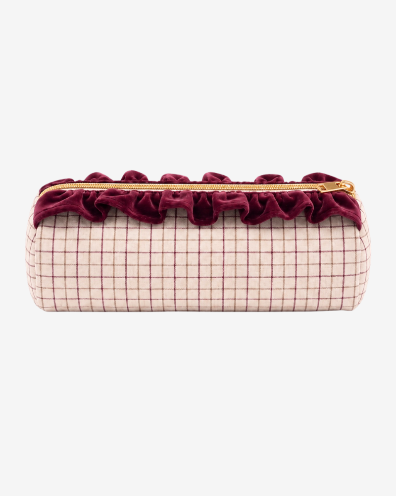Personalized Lucca Pouch – Burgundy Windowpane Check
