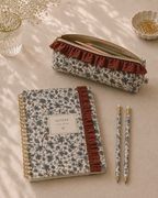 Personalized Como Pouch – Blue Floral Corduroy