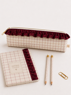 Personalized Lucca Pouch – Burgundy Windowpane Check