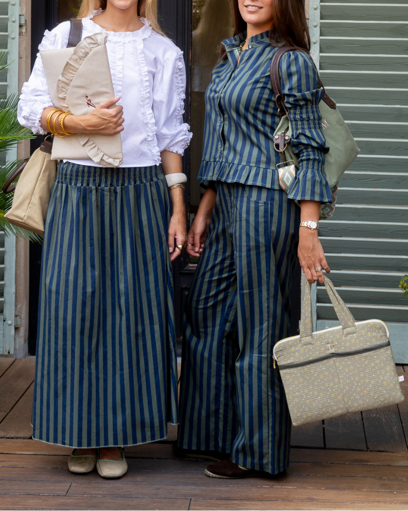 Toscana Skirt – Navy and Green Striped