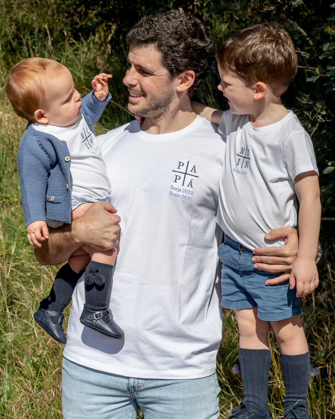 pack camisetas personalizadas familia adulto y niño bordadas mini y papá