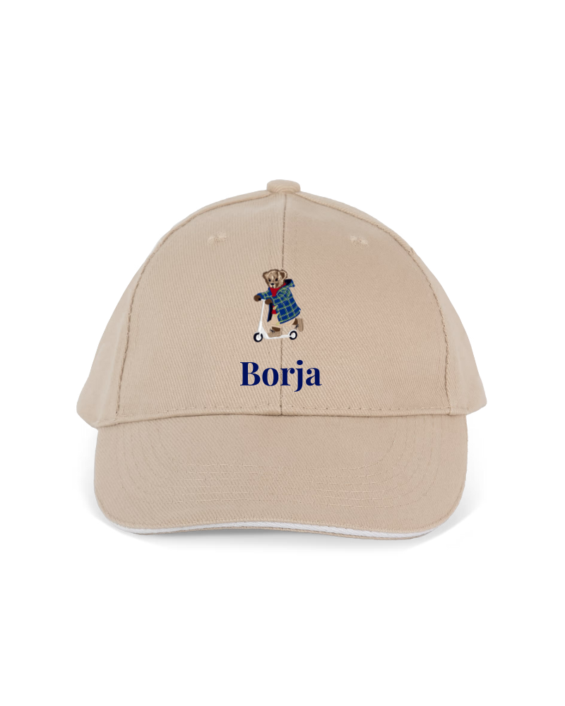 Gorra personalizada Oso patinete para niño