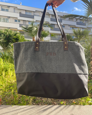 Personalized Dark Gray Shopping Bag with PRB Initials