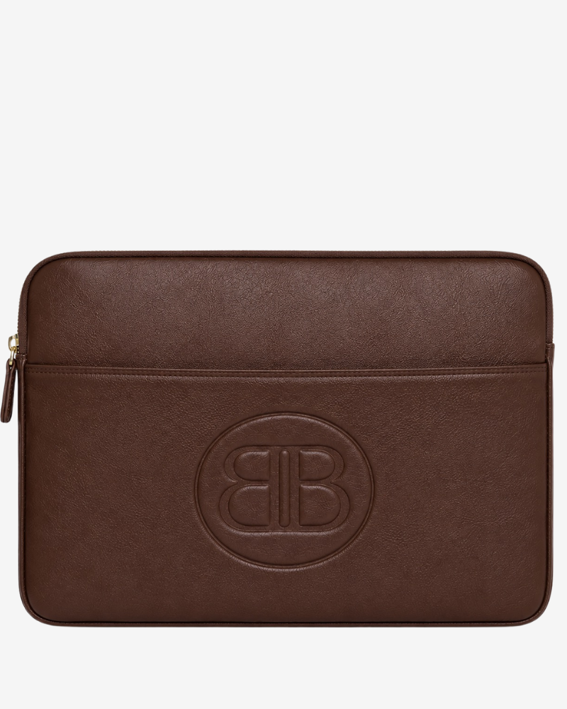 Personalized Portofino Leather Laptop Sleeve – Chocolate Brown