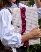 Personalized Lucca Laptop Sleeve – Burgundy Check