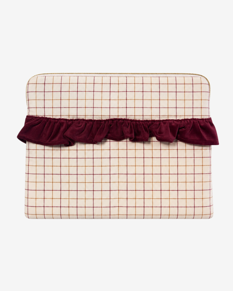 Personalized Lucca Laptop Sleeve – Burgundy Check