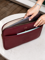 Personalized Positano Leather Laptop Sleeve – Burgundy