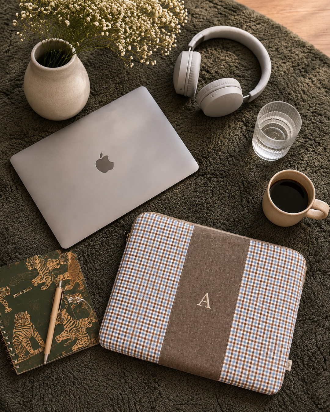 Personalized Venice Laptop Sleeve – Blue Check Print