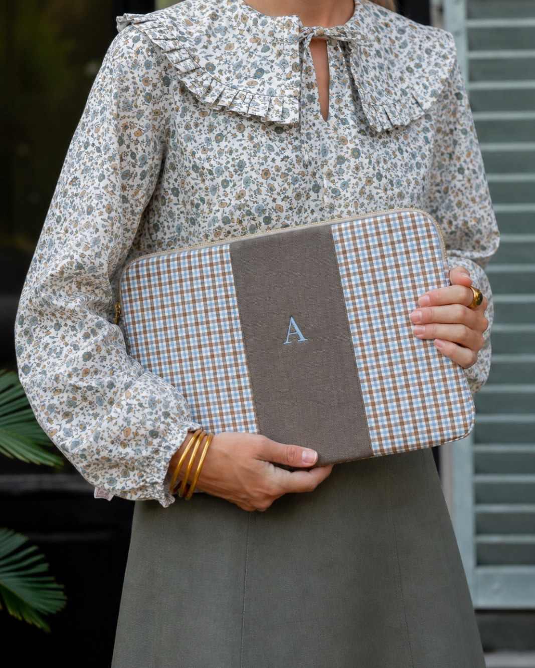 Personalized Venice Laptop Sleeve – Blue Check Print