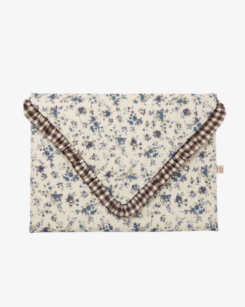 Funda de ordenador personalizada de algodón con flores azules Banoffee