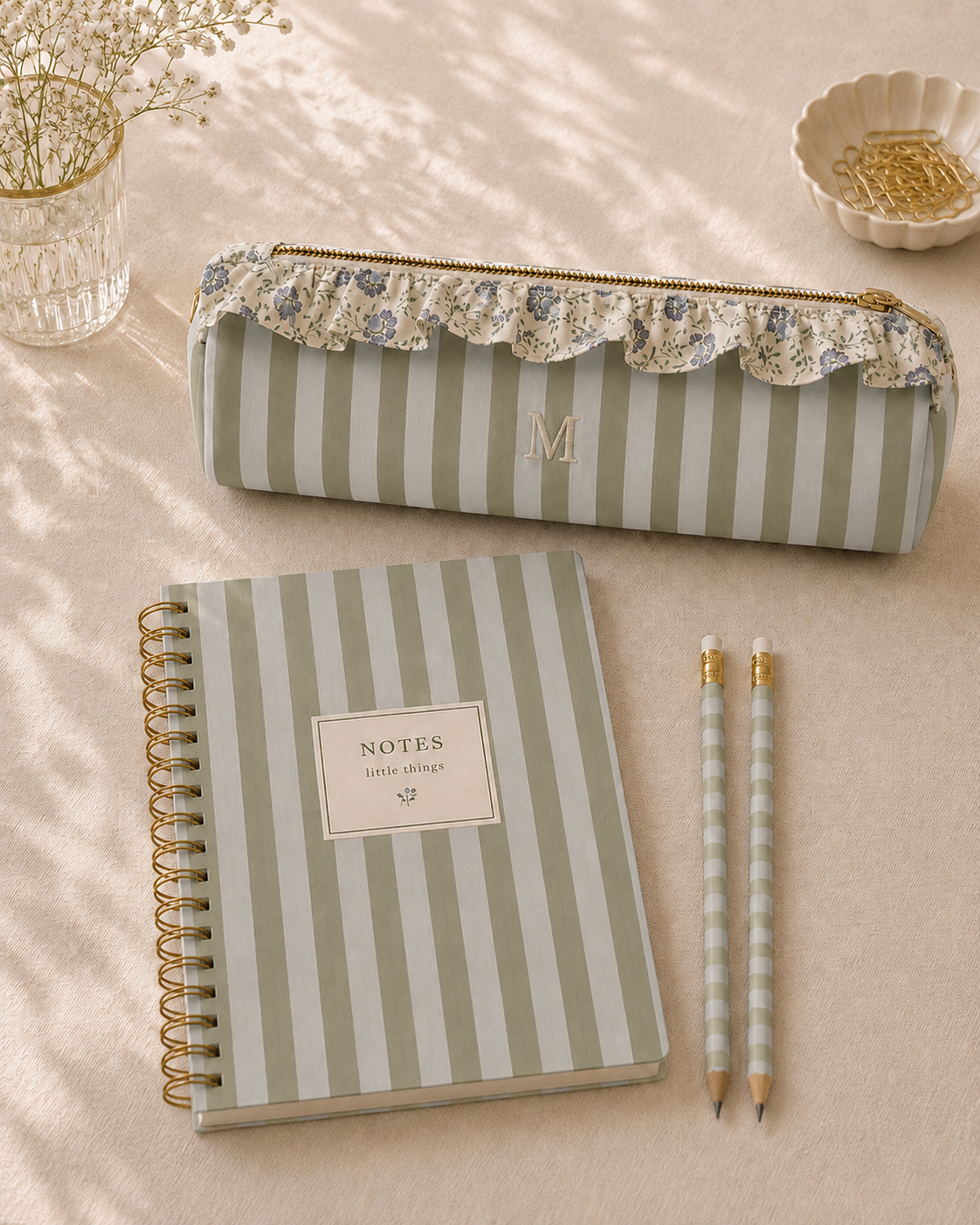 Personalized Rome Pouch – Blue & Green Stripes